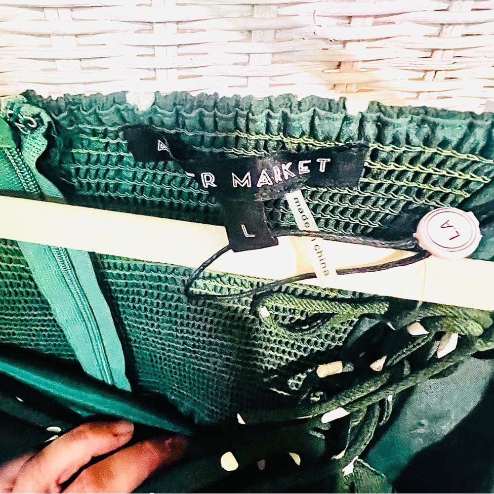 NWT - After Market Green Polkadot Dress - Size Large